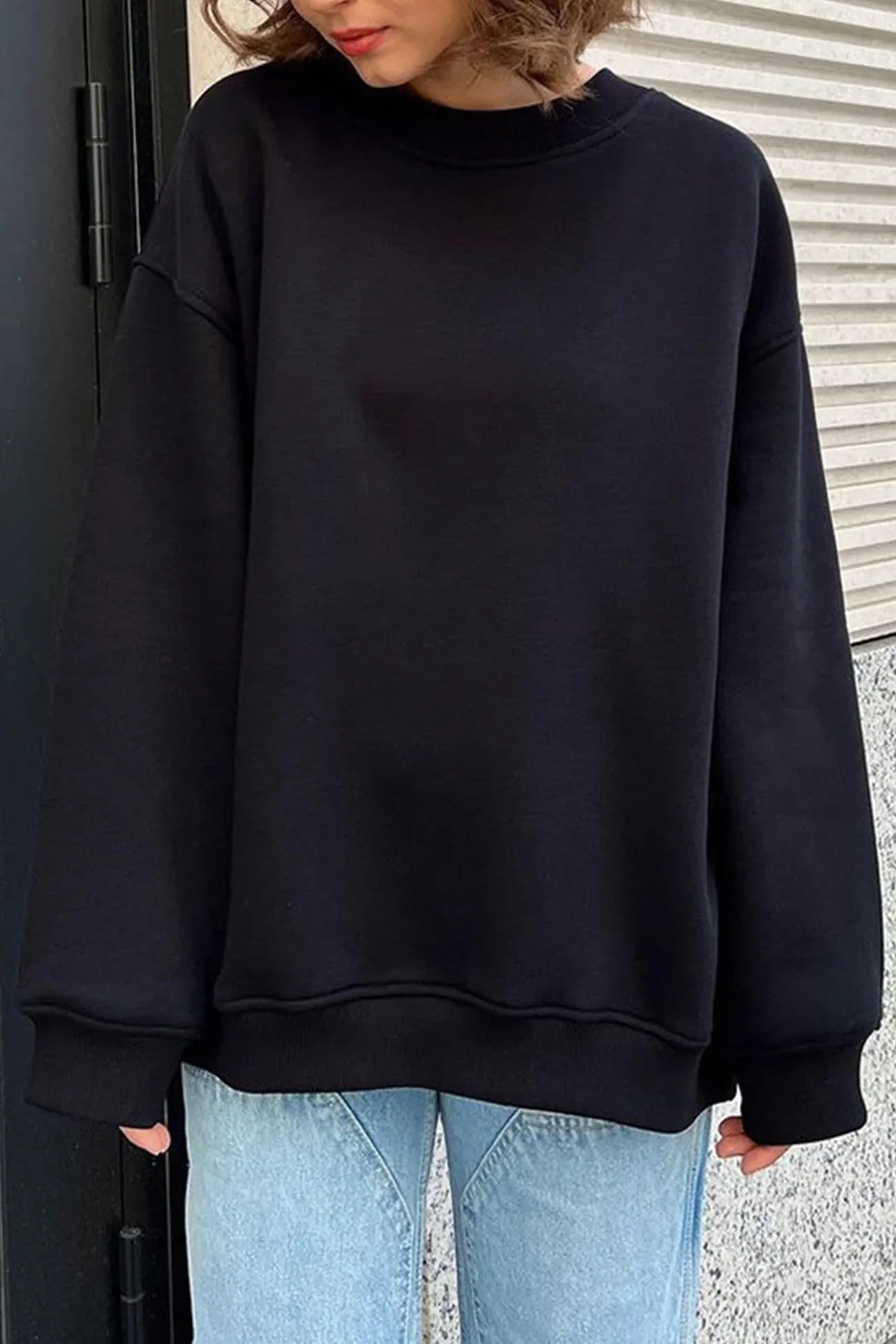 Dames Oversized Sweater Met Ronde Hals En Lange Mouwen