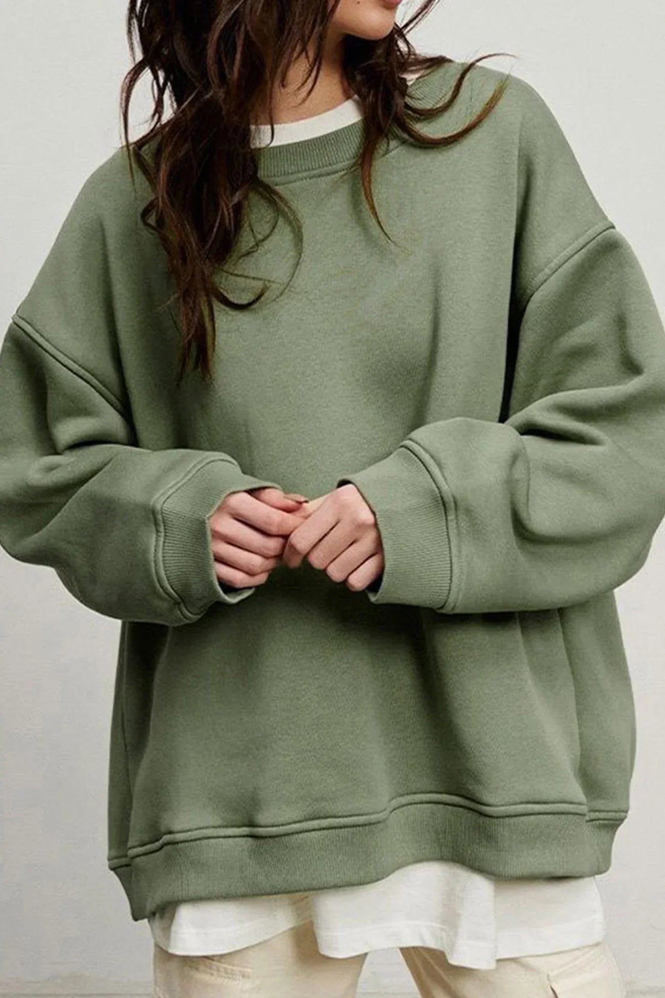 Dames Oversized Sweater Met Ronde Hals En Lange Mouwen