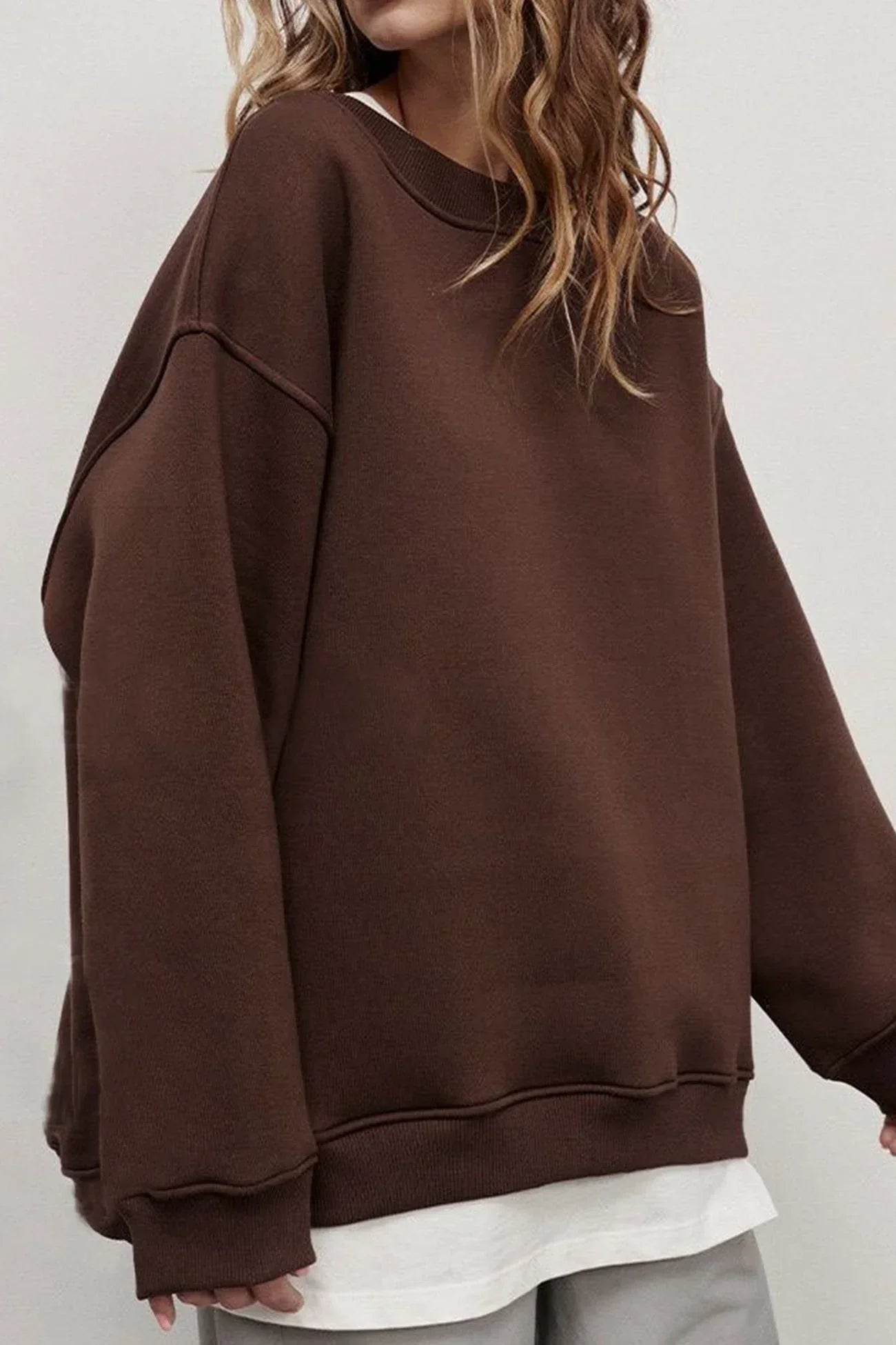 Dames Oversized Sweater Met Ronde Hals En Lange Mouwen