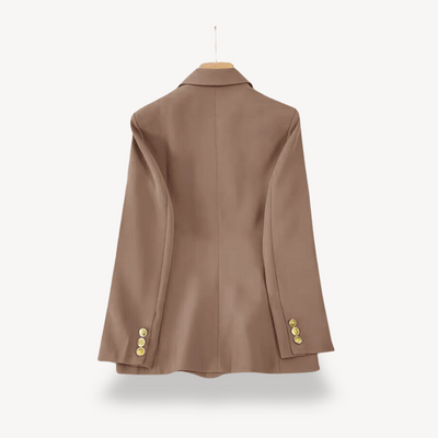 Dames Dubbelrijige Blazer Met Gouden Knopen