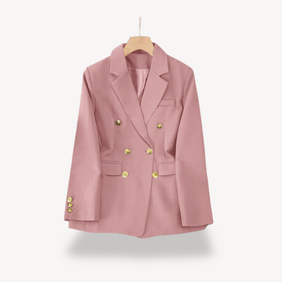 Dames Dubbelrijige Blazer Met Gouden Knopen