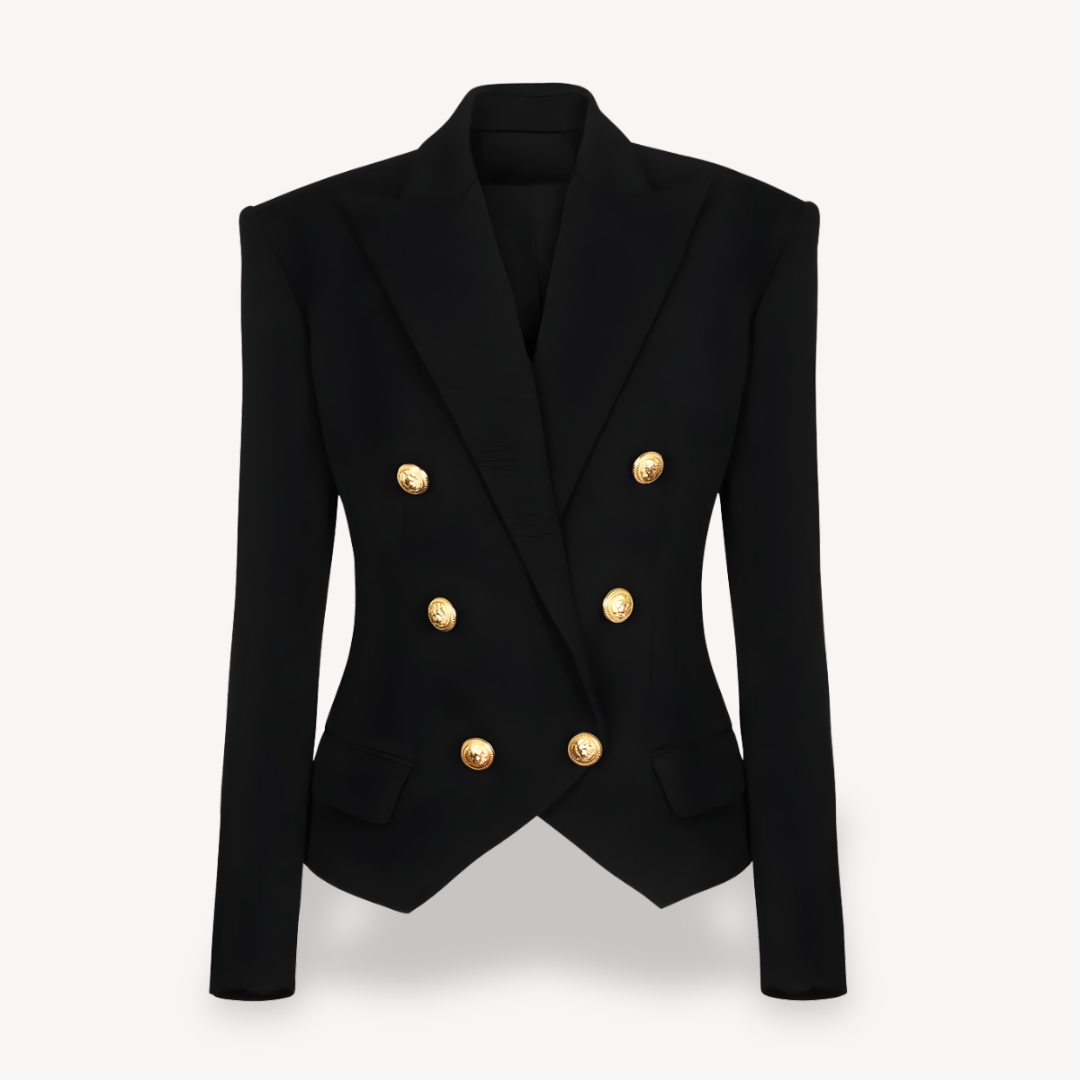 Dames Wollen Blazer Met Gouden Knopen