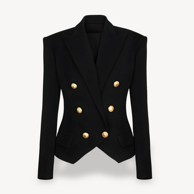 Dames Wollen Blazer Met Gouden Knopen