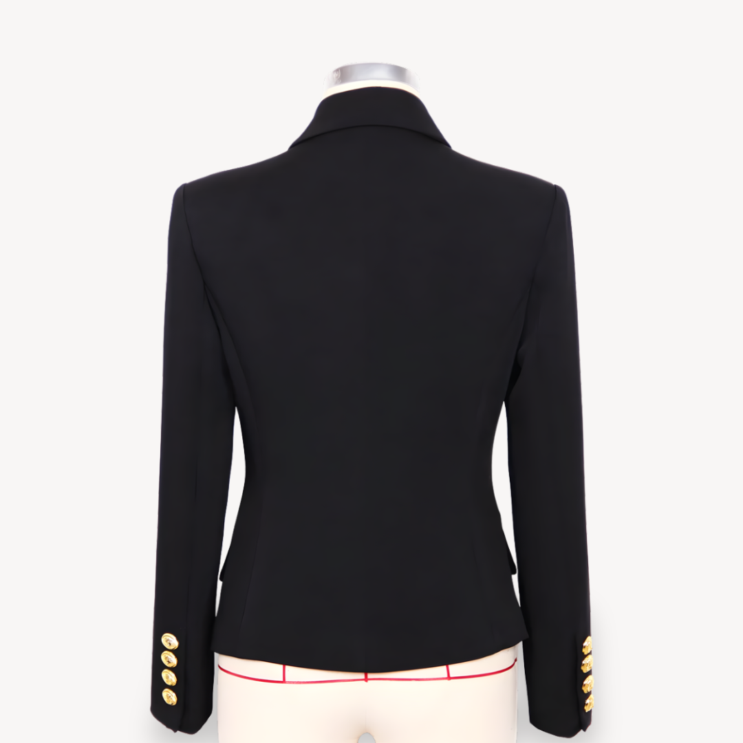 Dames Wollen Blazer Met Gouden Knopen