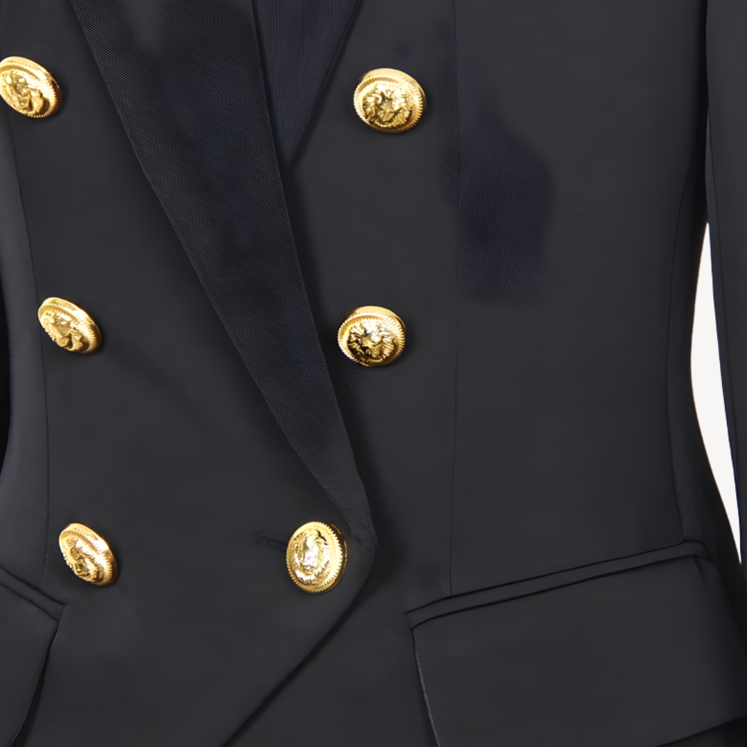 Dames Wollen Blazer Met Gouden Knopen