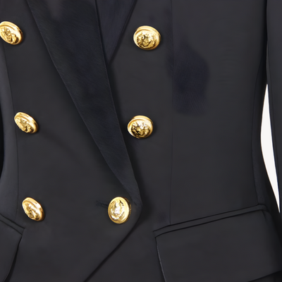 Dames Wollen Blazer Met Gouden Knopen