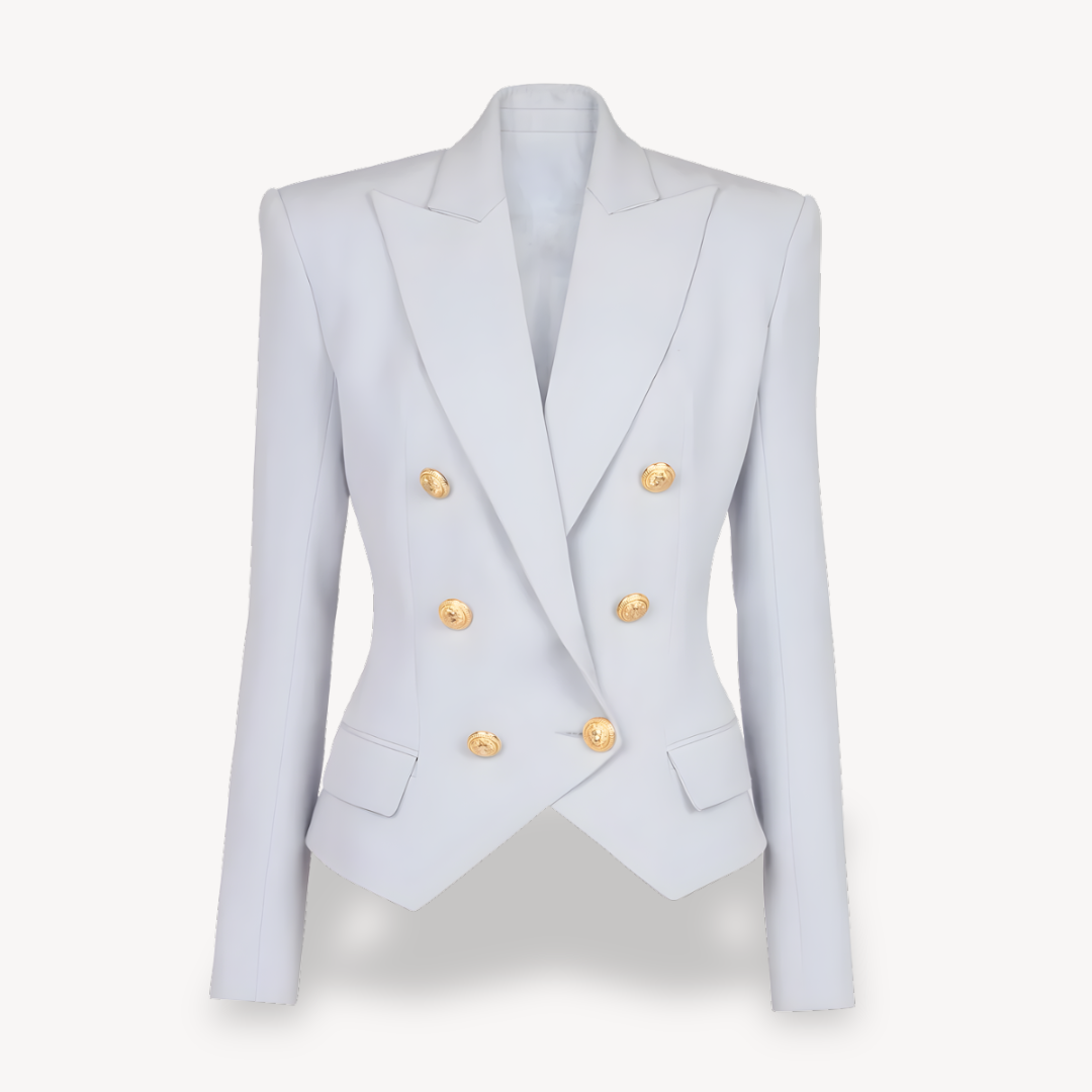 Dames Wollen Blazer Met Gouden Knopen