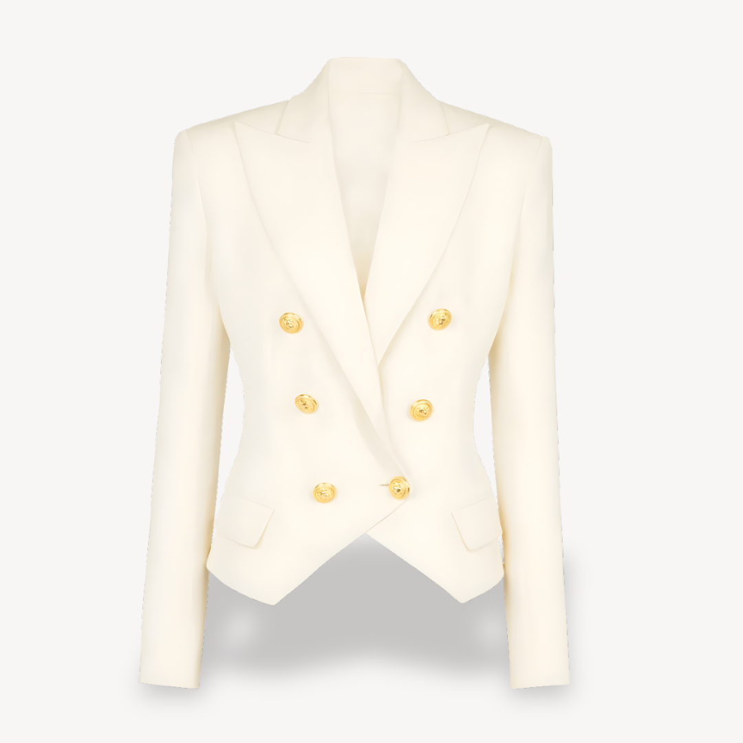 Dames Wollen Blazer Met Gouden Knopen