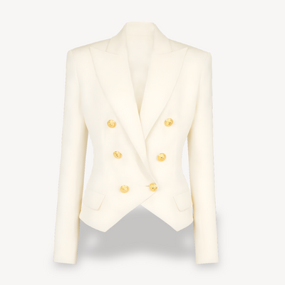 Dames Wollen Blazer Met Gouden Knopen