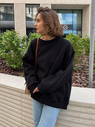 Dames Oversized Sweater Met Lange Mouwen En Ronde Hals