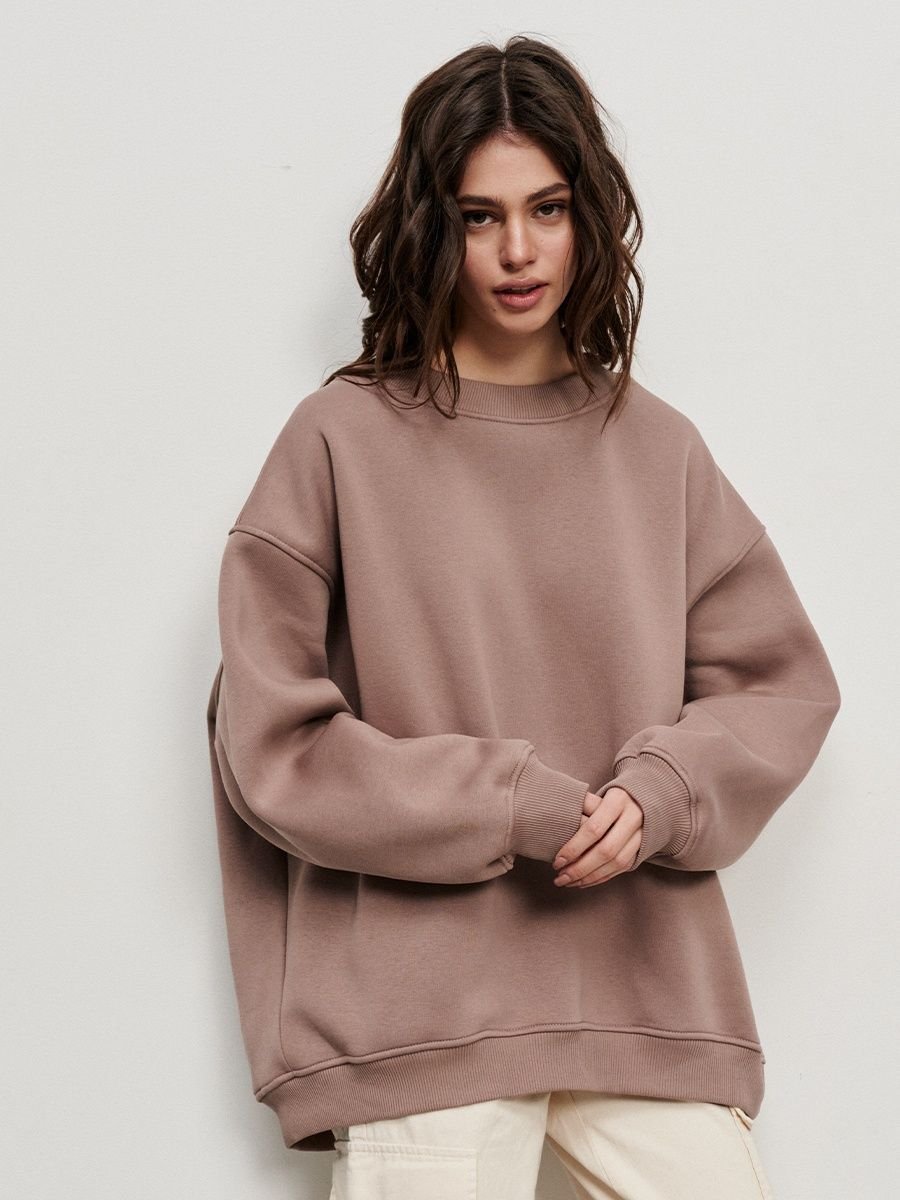 Dames Oversized Sweater Met Lange Mouwen En Ronde Hals
