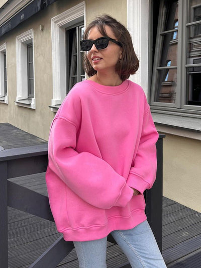 Dames Oversized Sweater Met Lange Mouwen En Ronde Hals