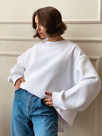 Dames Oversized Sweater Met Lange Mouwen En Ronde Hals