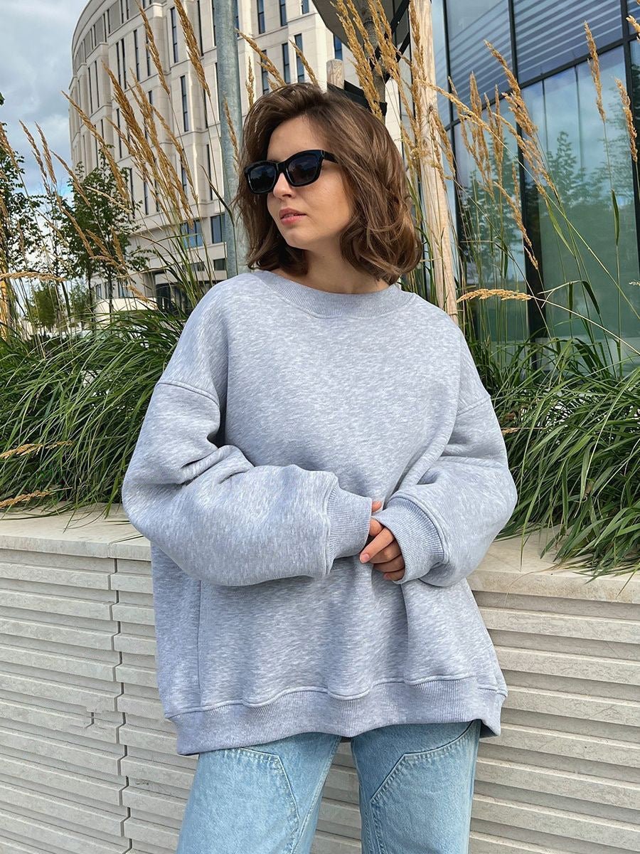 Dames Oversized Sweater Met Lange Mouwen En Ronde Hals