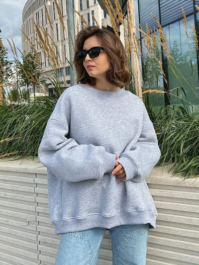 Dames Oversized Sweater Met Lange Mouwen En Ronde Hals