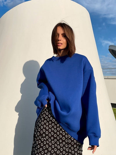 Dames Oversized Sweater Met Lange Mouwen En Ronde Hals