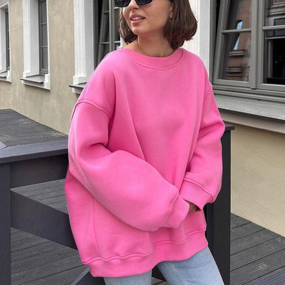 Dames Oversized Sweater Met Lange Mouwen En Ronde Hals