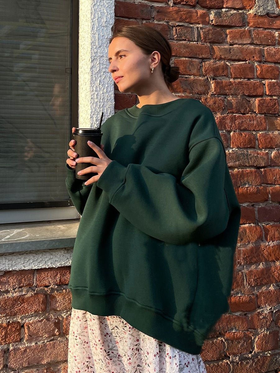 Dames Oversized Sweater Met Lange Mouwen En Ronde Hals