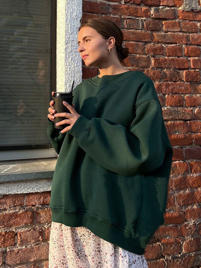 Dames Oversized Sweater Met Lange Mouwen En Ronde Hals
