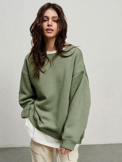 Dames Oversized Sweater Met Lange Mouwen En Ronde Hals