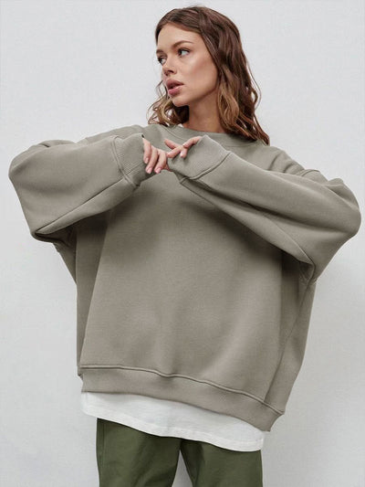 Dames Oversized Sweater Met Lange Mouwen En Ronde Hals