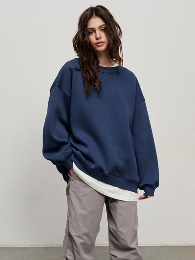 Dames Oversized Sweater Met Lange Mouwen En Ronde Hals