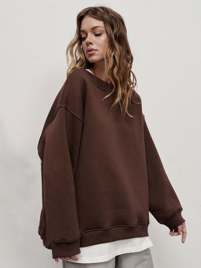 Dames Oversized Sweater Met Lange Mouwen En Ronde Hals