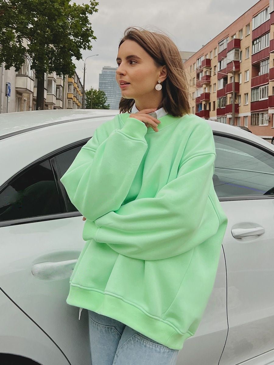 Dames Oversized Sweater Met Lange Mouwen En Ronde Hals