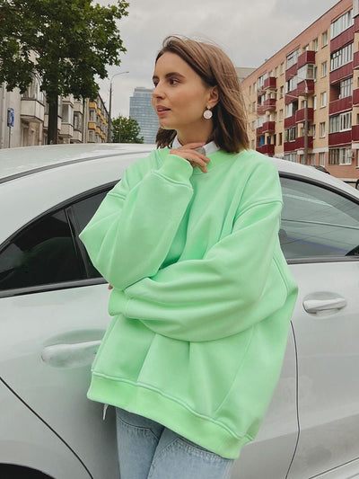 Dames Oversized Sweater Met Lange Mouwen En Ronde Hals
