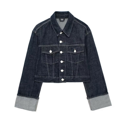 Dames Cropped Denim Jasje Met Knoopjes