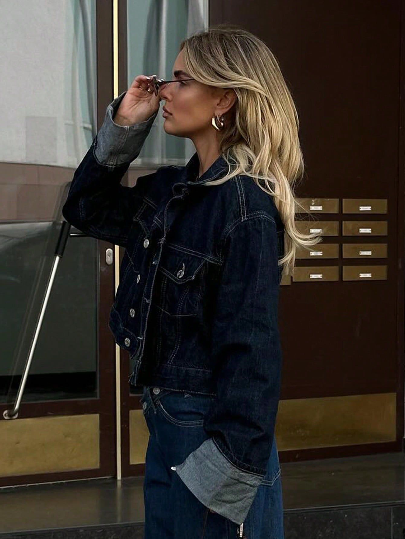 Dames Cropped Denim Jasje Met Knoopjes