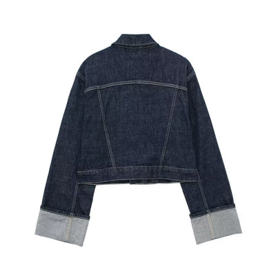 Dames Cropped Denim Jasje Met Knoopjes