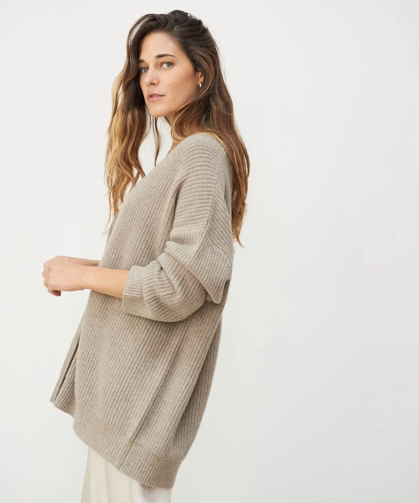 Dames Cashmere Cardigan Met V-Hals En Lange Mouwen
