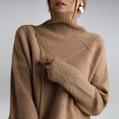 Dames Luxe Cashmere Coltrui Met Lange Mouwen
