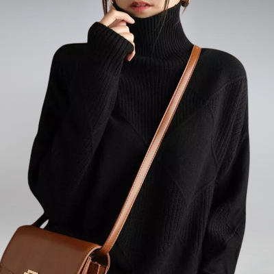 Dames Luxe Cashmere Coltrui Met Lange Mouwen
