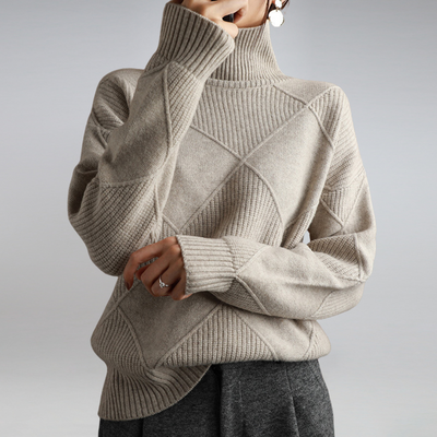 Dames Luxe Cashmere Coltrui Met Lange Mouwen