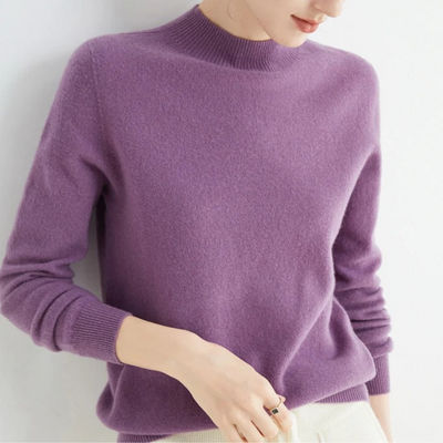 Dames Luxe Gebreide Cashmere Trui Met Lange Mouwen