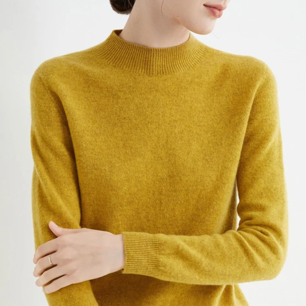 Dames Luxe Gebreide Cashmere Trui Met Lange Mouwen