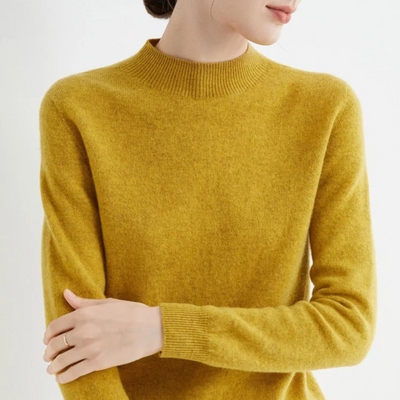 Dames Luxe Gebreide Cashmere Trui Met Lange Mouwen