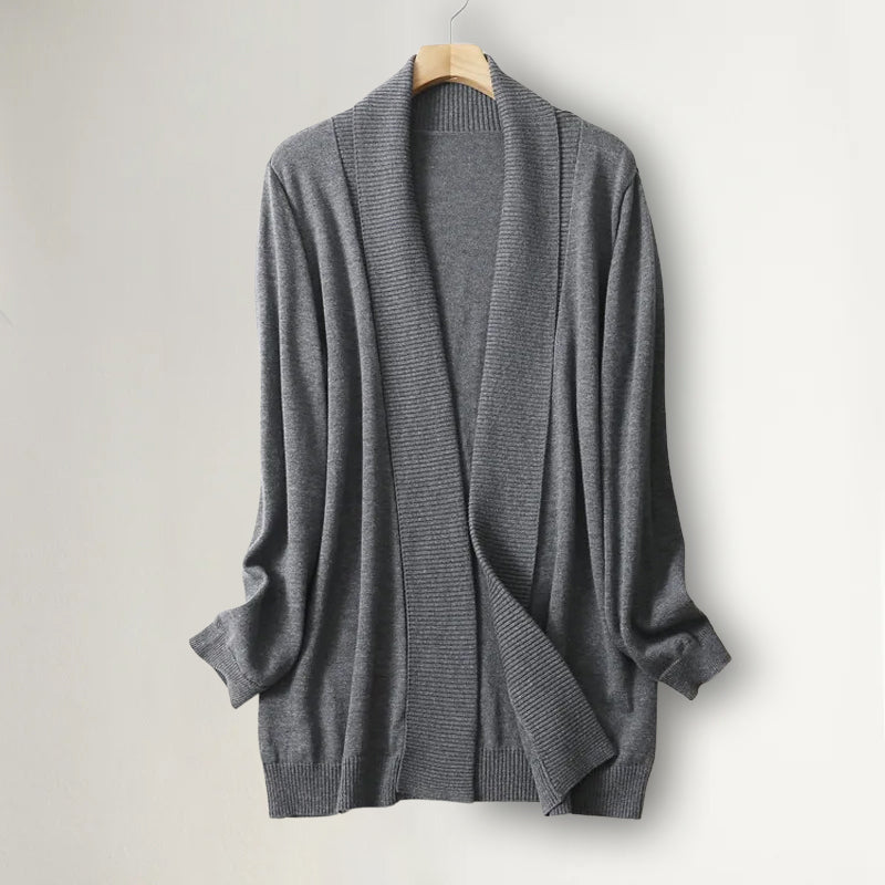 Dames Kasjmier Cardigan Met Open Voorzijde En Lange Mouwen