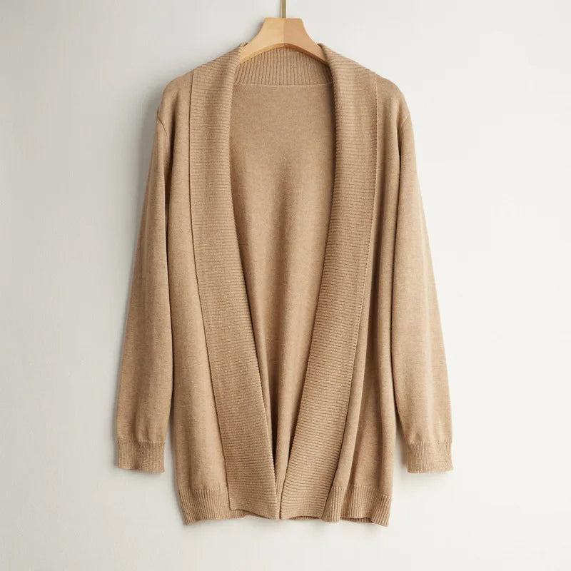 Dames Kasjmier Cardigan Met Open Voorzijde En Lange Mouwen