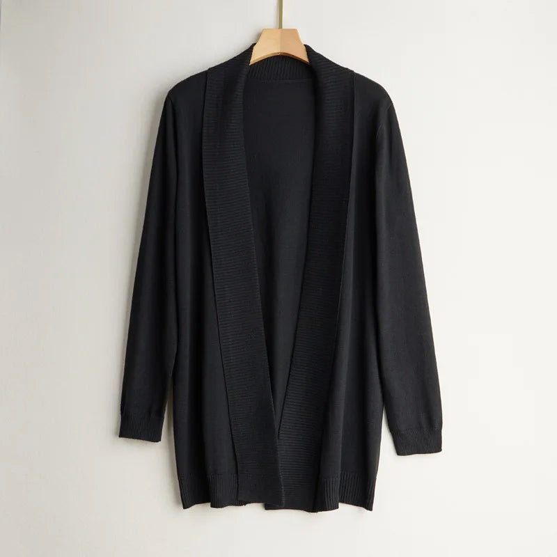 Dames Kasjmier Cardigan Met Open Voorzijde En Lange Mouwen