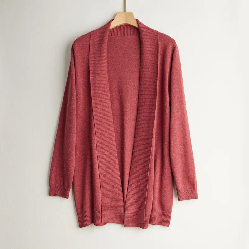 Dames Kasjmier Cardigan Met Open Voorzijde En Lange Mouwen