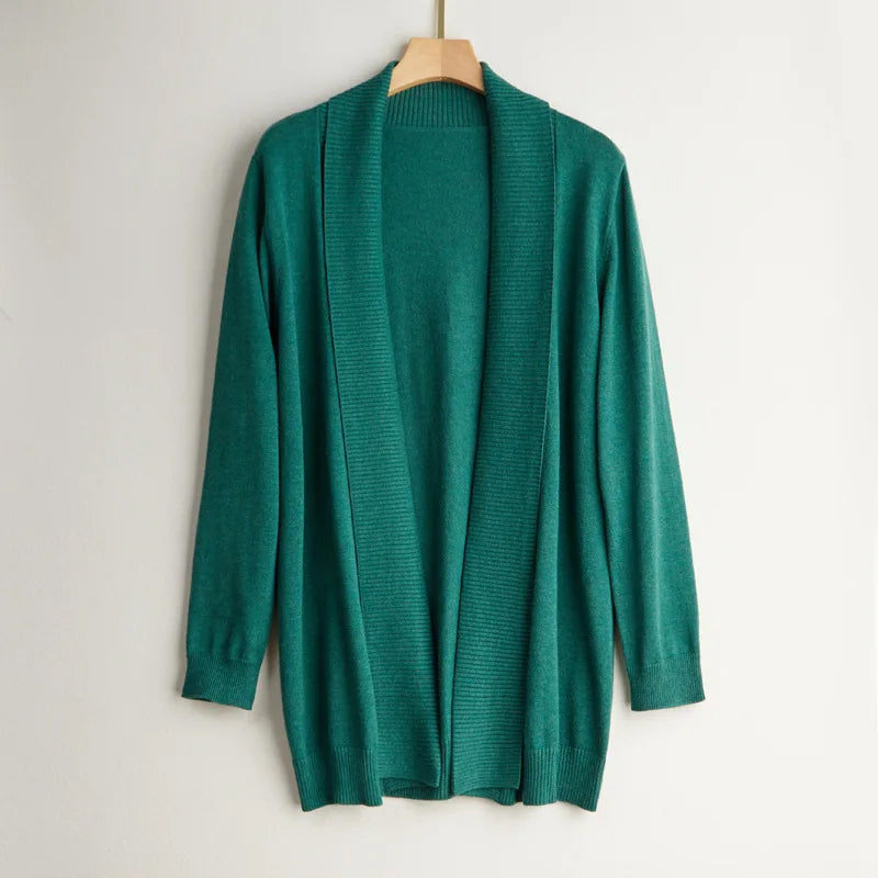 Dames Kasjmier Cardigan Met Open Voorzijde En Lange Mouwen