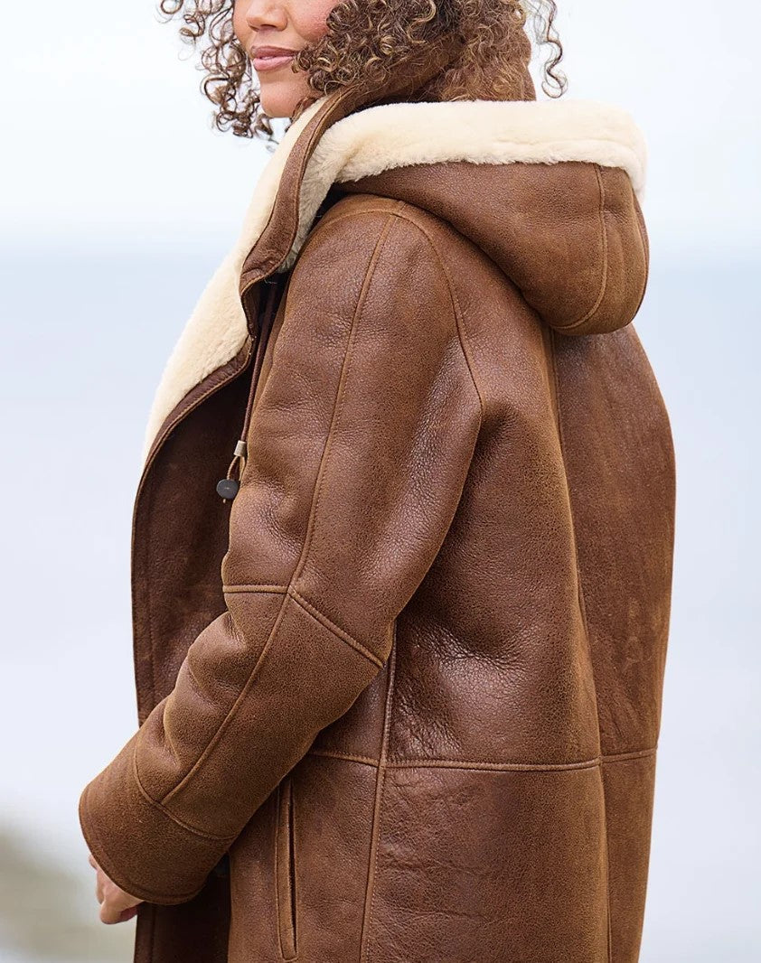 Dames Vintage Winterjas Met Warme Voering En Gespen