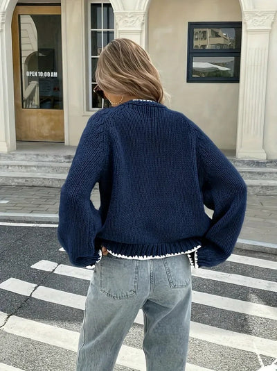 Dames Gebreide Cardigan Met V-Hals En Striksluiting
