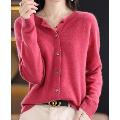 Dames Luxe Warme Cardigan Met Knopen En Lange Mouwen