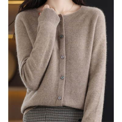Dames Luxe Warme Cardigan Met Knopen En Lange Mouwen