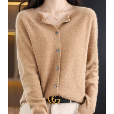 Dames Luxe Warme Cardigan Met Knopen En Lange Mouwen