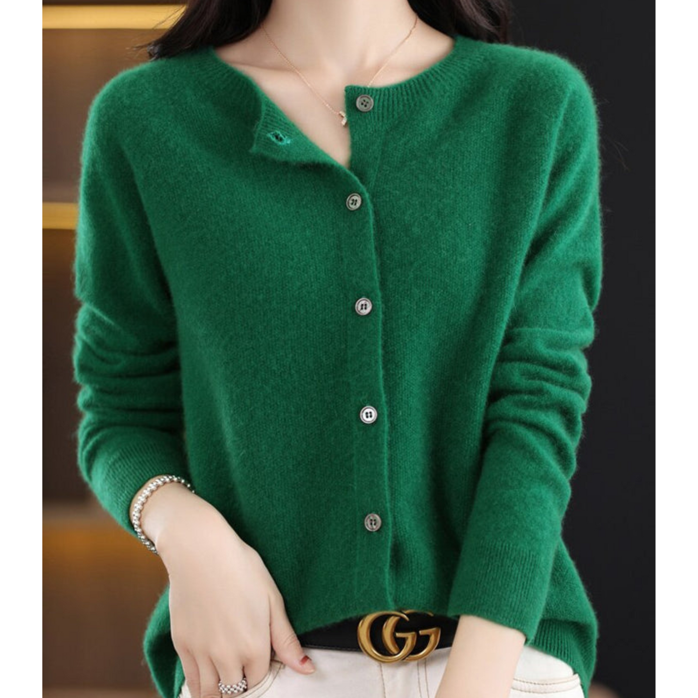 Dames Luxe Warme Cardigan Met Knopen En Lange Mouwen